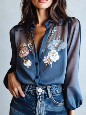 Blusa bohemia floral elegante