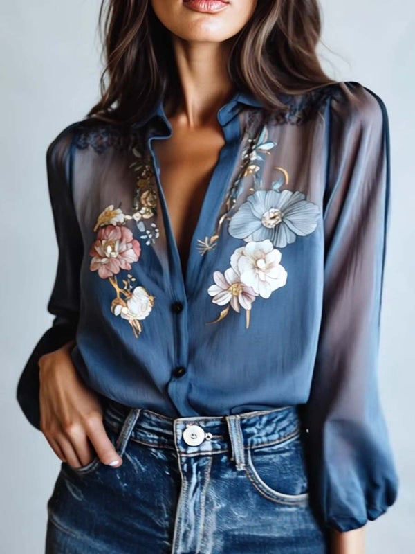 Blusa bohemia floral elegante