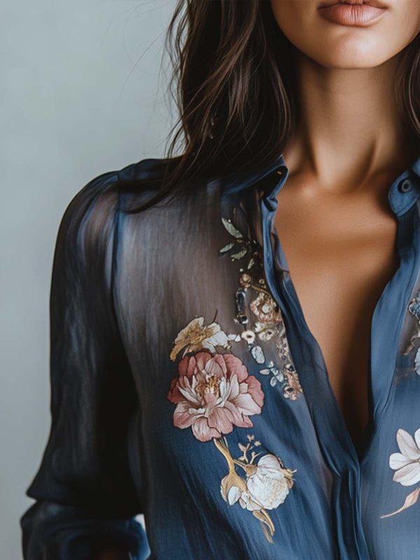 Blusa bohemia floral elegante