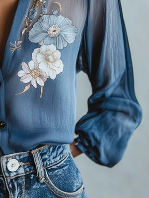 Blusa bohemia floral elegante