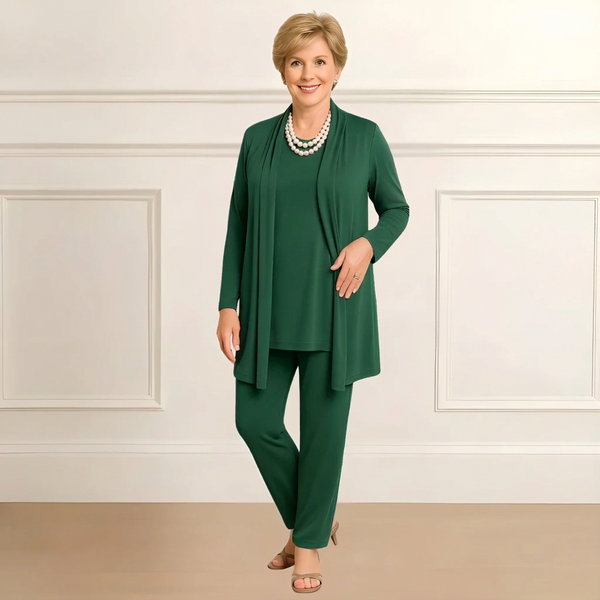 Women’s Cardigan Top and Pants 3-Piece Outfit Set
