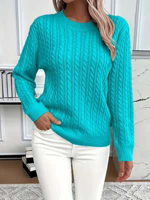 Women's Cable Knit Sweater with Relaxed Fit
