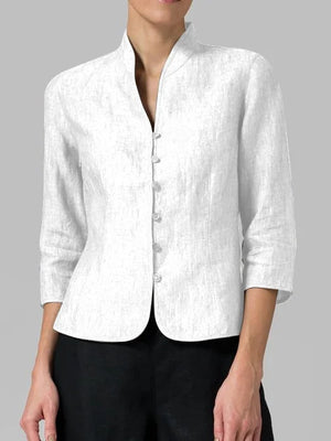 Women’s Elegant Mandarin Collar Button-Front Blouse