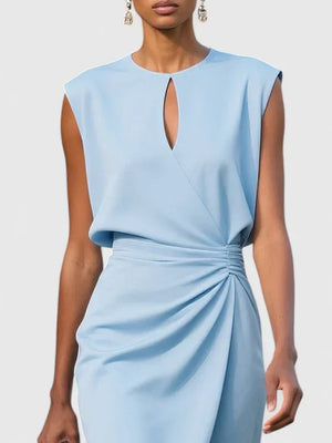 Women’s Elegant Ruched Sheath Cocktail Midi Dress