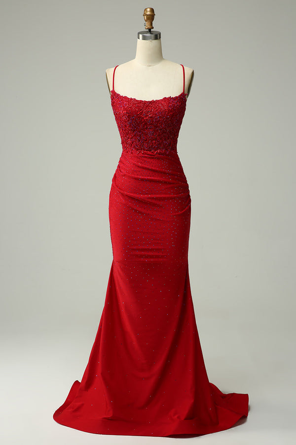 Women’s Lace Bodice Mermaid Evening Maxi Dress