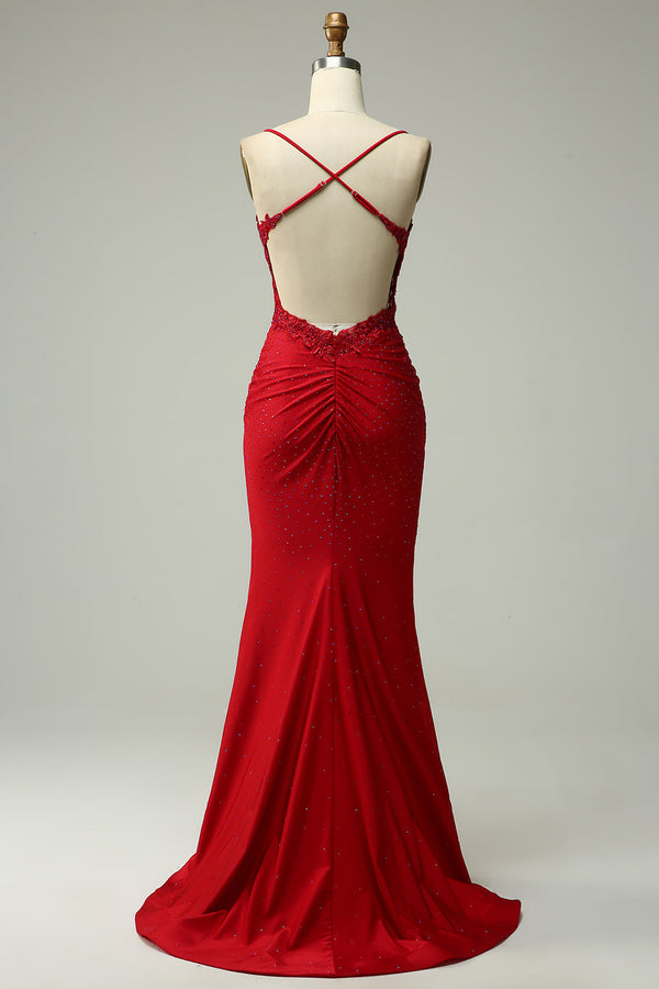 Women’s Lace Bodice Mermaid Evening Maxi Dress