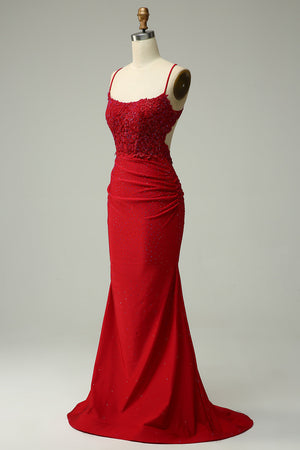 Women’s Lace Bodice Mermaid Evening Maxi Dress