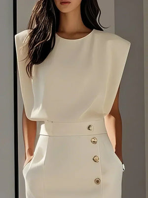 Women’s Sleeveless Elegant Side Slit Midi Dress