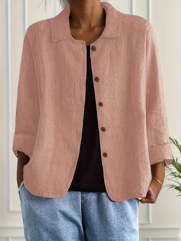 Women's Casual Button-Front Collared Blouse