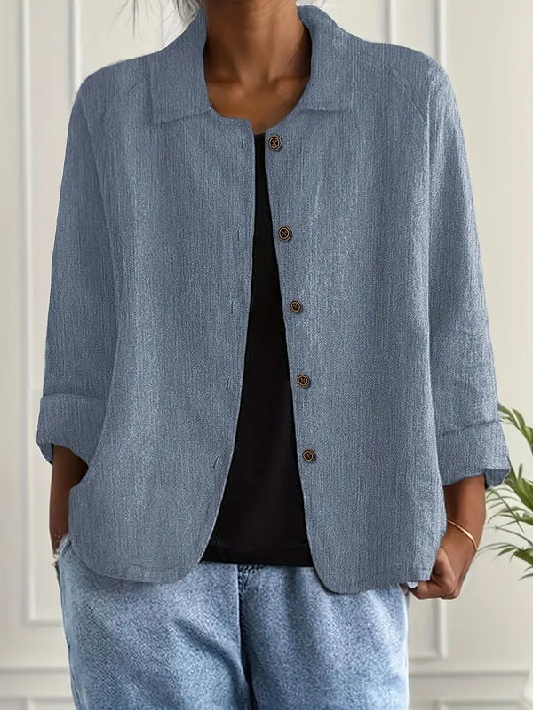 Women's Casual Button-Front Collared Blouse