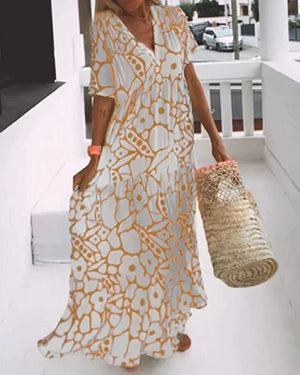 Women’s Boho Printed Flowy Maxi Dress