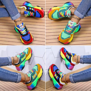 Multicolor Platform Lace-Up Sneakers