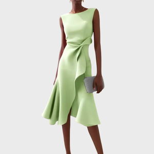 Women's Draped Asymmetric Midi Dress