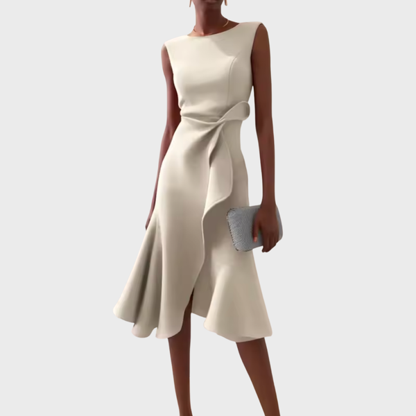 Women's Draped Asymmetric Midi Dress