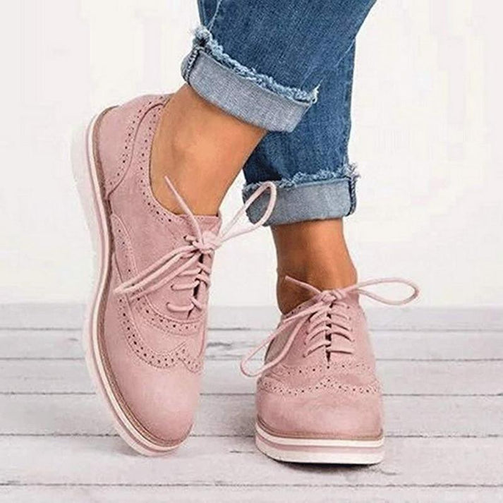 Zapatillas brogue con cordones para mujer, con estilo