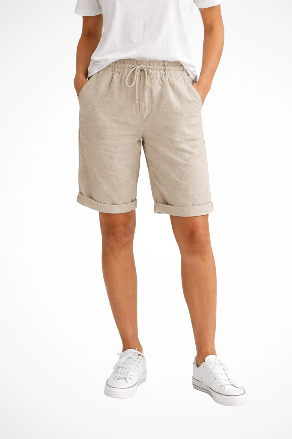 Pantalones cortos de verano casuales y relajados para mujer con cordón