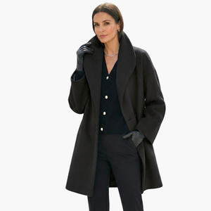 Elegant Mid-Length Women's Coat Wide Collar