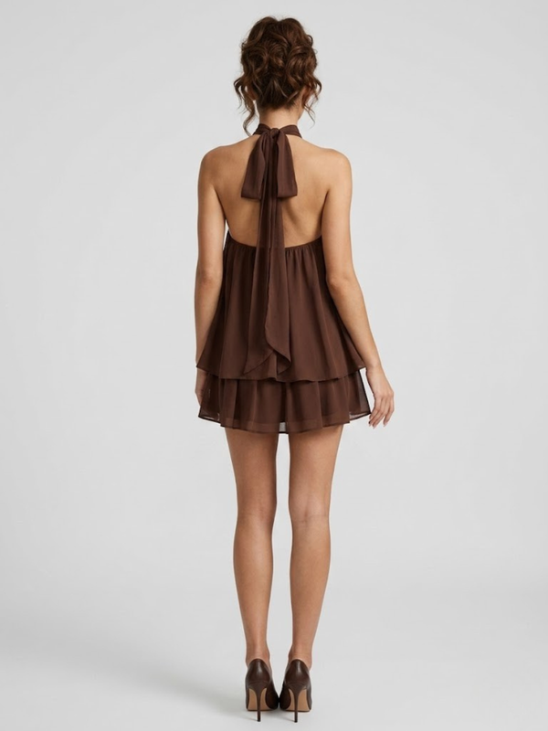 Vestido mini sin espalda para mujer con escote halter