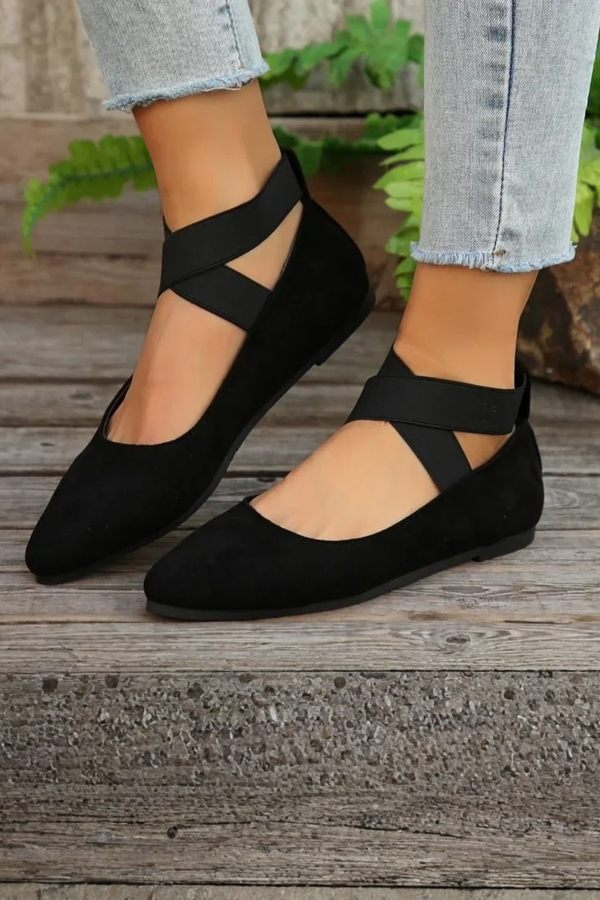 Women’s Pointed Toe Ballet Cross Strap Slip-On Comfort Shoes