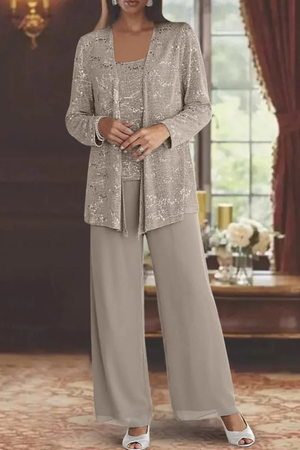 Sequin Lace Three Piece Suit Wide Leg Women