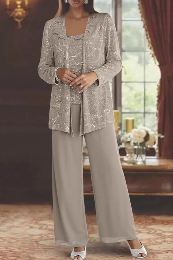 Women's Elegant 3-Piece Wide-Leg Pants Set