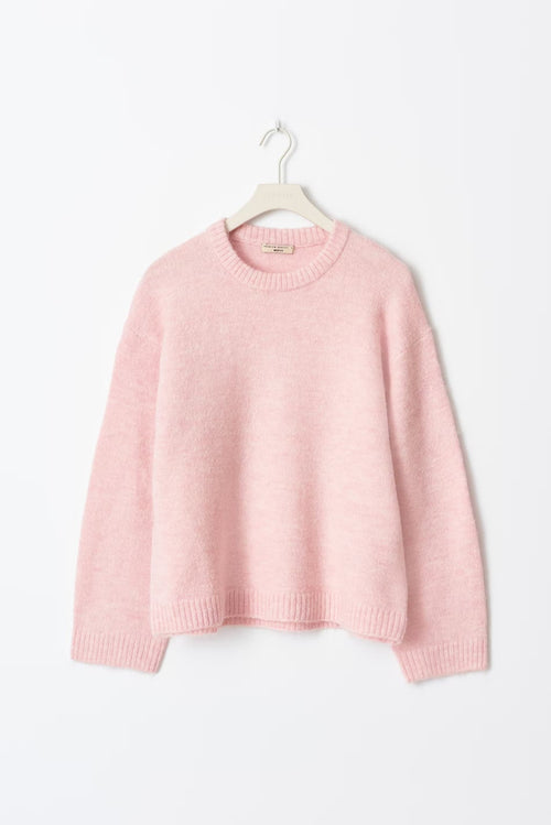 Suéter de punto para mujer con cuello redondo y ajuste relajado