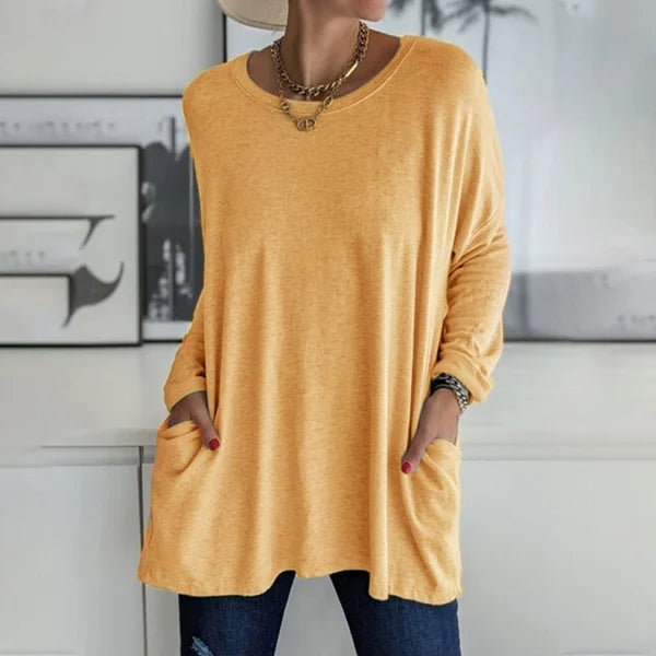Women's Oversized Pocket Long Sleeve Tunic Top