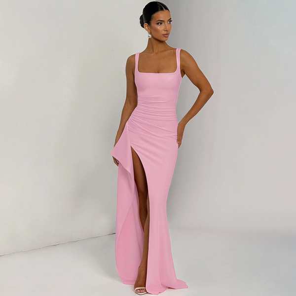 Women's Square Neck Maxi Dress for Evening Wear