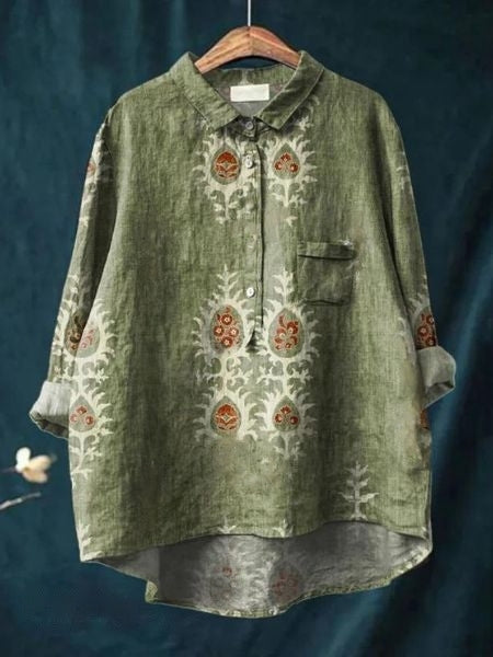 Women’s Floral Button Up Loose Long Sleeve Blouse