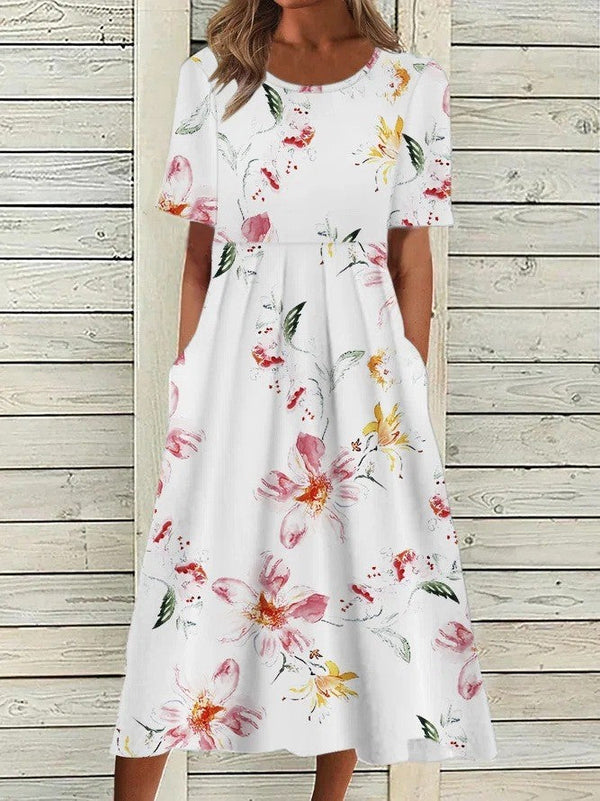 Women's Botanical Bloom A-Line Midi Dress