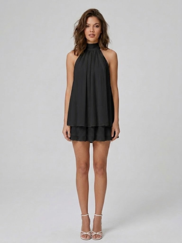 Vestido mini sin espalda para mujer con escote halter