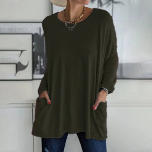 Women's Oversized Pocket Long Sleeve Tunic Top