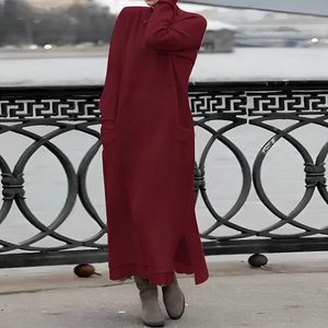 Vestido midi de invierno para mujer con control de abdomen