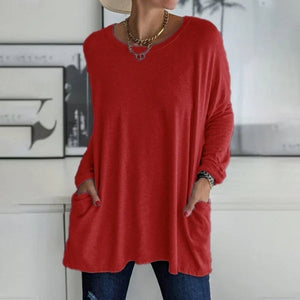 Women's Oversized Pocket Long Sleeve Tunic Top