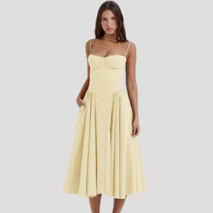 Women's Sweetheart Neckline Corset Midi Dress