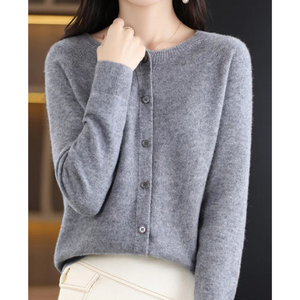 Women's Button Front Crew Neck Cardigan Sweater