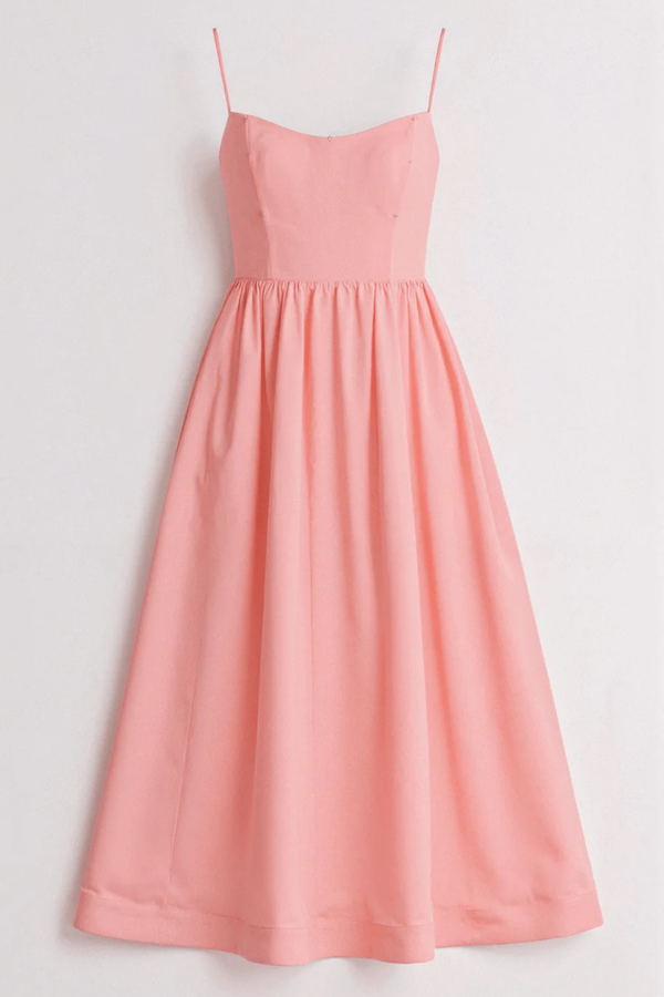 Women’s Square Neck Midi Sundress with Flowy A-Line Silhouette