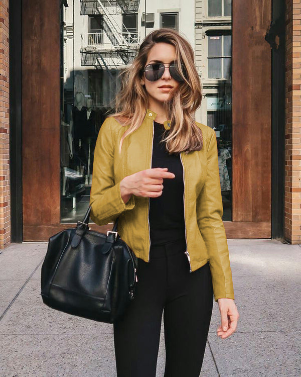 Women's Tailored Moto Jacket with Sleek Zip Closure