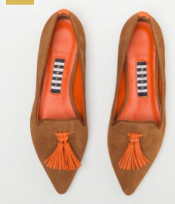 Women’s Pointed Toe Flat Shoes with Decorative Fringe