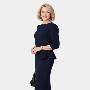 Women's Ruffle Midi Dress with Three-Quarter Sleeves