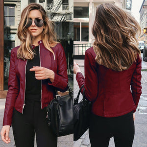 Women's Tailored Moto Jacket with Sleek Zip Closure