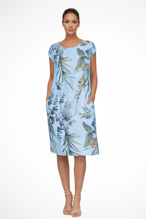 Women’s Tropical Floral Print Midi Dress Casual Short Sleeve