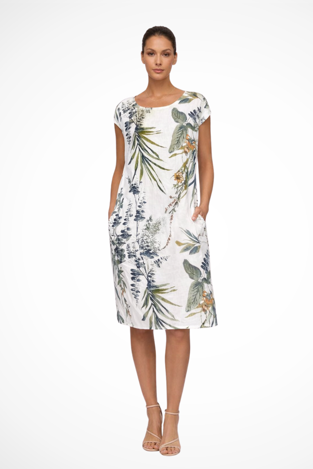 Women’s Tropical Floral Print Midi Dress Casual Short Sleeve