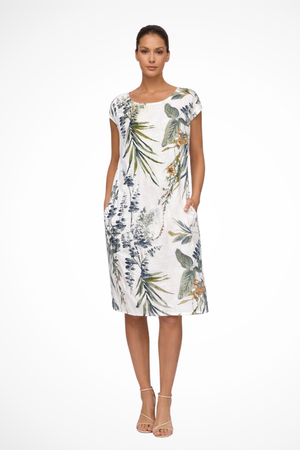 Women’s Tropical Floral Print Midi Dress Casual Short Sleeve