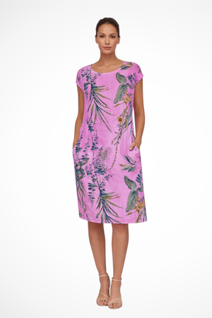Women’s Tropical Floral Print Midi Dress Casual Short Sleeve