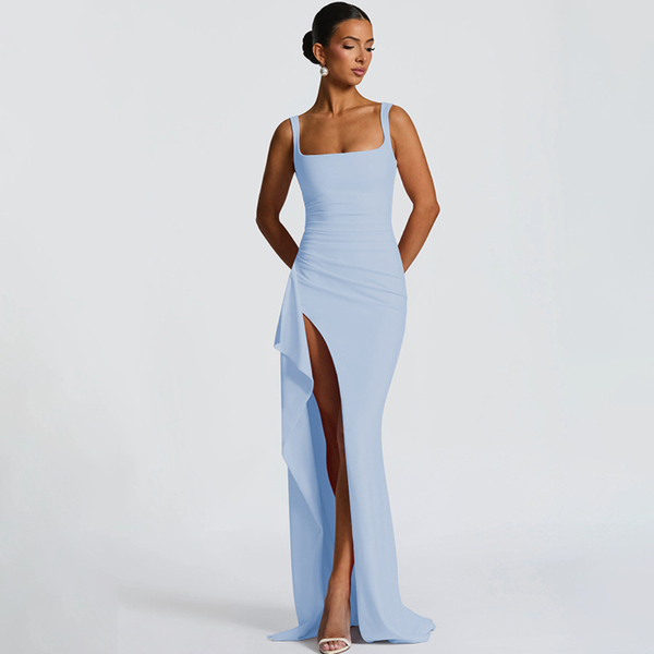 Women's Square Neck Maxi Dress for Evening Wear