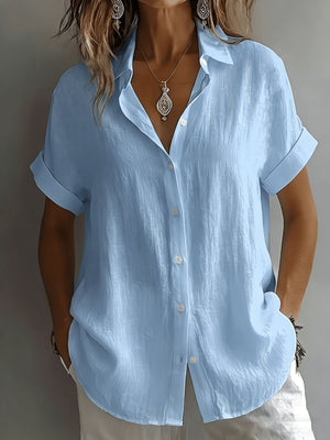 Women's Relaxed Fit Short Sleeve Button-Up Shirt