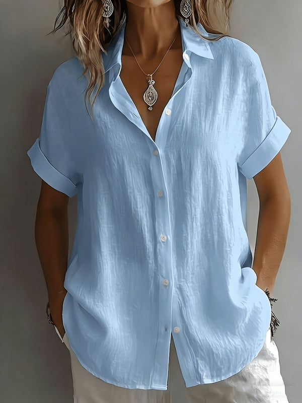 Women's Relaxed Fit Short Sleeve Button-Up Shirt
