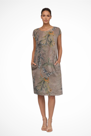 Women’s Tropical Floral Print Midi Dress Casual Short Sleeve
