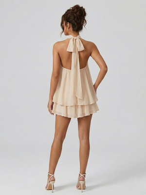Vestido mini sin espalda para mujer con escote halter